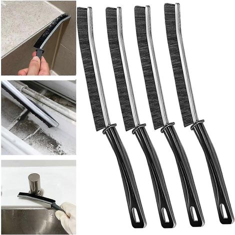 Brosse de nettoyage pour joints, idéale pour nettoyer les recoins difficiles d'accès des carreaux de salle de bain et de cuisine. Brosse multifonctionnelle pour joints de fenêtre. Lot de 4 brosses. (1/2)