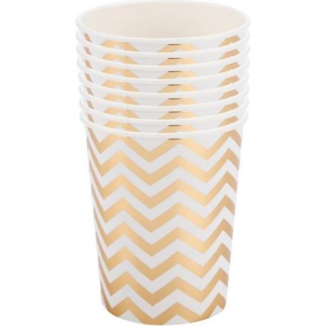Gobelet en papier - - 8 pièces - 270 ml - Double couche - Écologique - Doré (1/3)