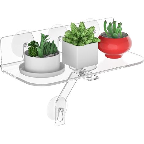 Fensterregal aus transparentem Acryl für Pflanzen, Fensterbank mit starkem Saugnapf, 30 cm Hängeregal für Pflanzen, Kamera (1/5)