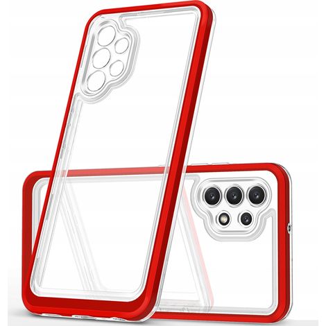 Coque transparente 3 en 1 pour Samsung Galaxy A32 5G, coque en gel avec cadre rouge (1/5)