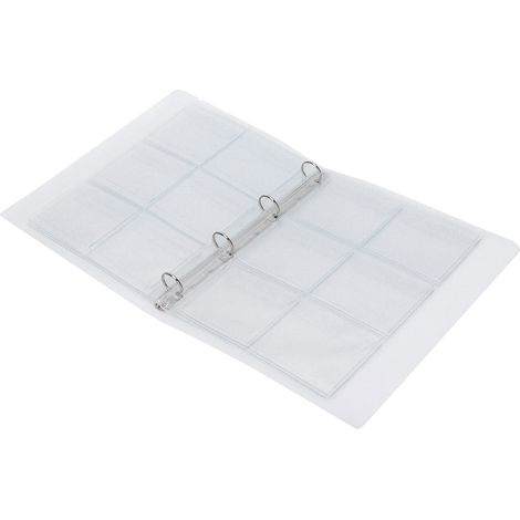 Classeur transparent à anneaux perforés pour photos et badges, 6 pages (coque intérieure à 6 trous). (1/5)