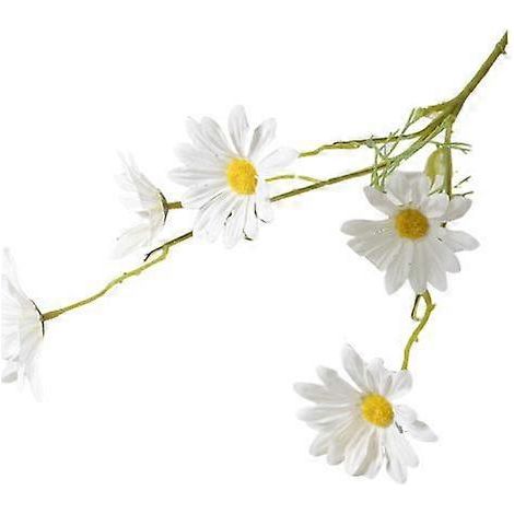 Branche de fleurs artificielles avec tige, 5 branches, 5 têtes, pour la maison, un mariage ou une fête, en fausse soie.blanc (1/5)