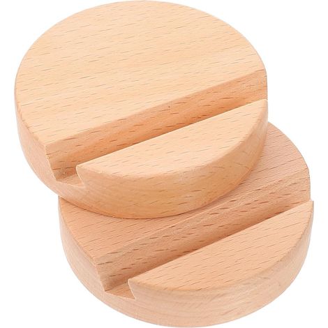 Support pour Téléphone Portable Design Créatif 2pcs en Bois Rond Simple et Robuste Pratique et Stable pour Maison et Voyage (1/5)