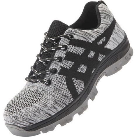 Chaussures de sécurité, embout en acier pour hommes, protection confortable, légères, respirantes, chaussures de travail unisexes, gris(43 EU)