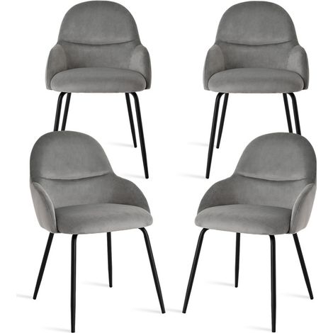 Goeurvant Sedie da pranzo in stile scandinavo minimalista, che offrono un supporto ottimale per la schiena e una base stabile in legno - Set di 4 - Grigio chiaro