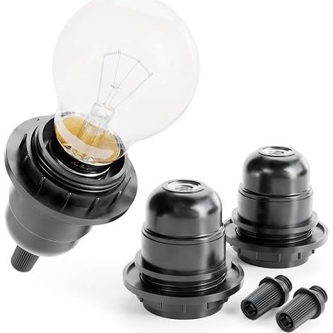 Black E27 Socket - Bulb 250V 60W (1/5)