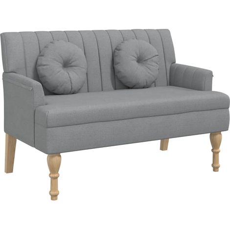 Banc avec coussins gris clair 113x64,5x75,5 cm tissu CFW258312 (1/5)