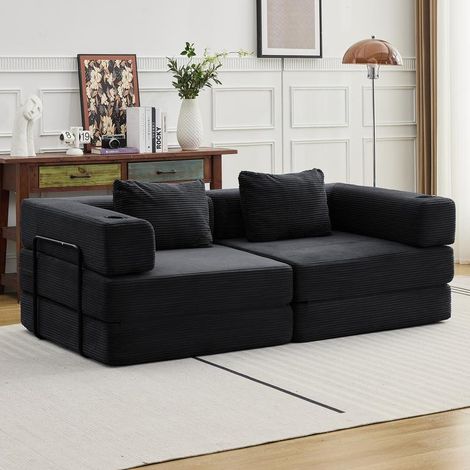 2-Sitzer Schlafsofa aus Chenille, modulares Sofa mit Bettfunktion für Wohnzimmer und Gästezimmer