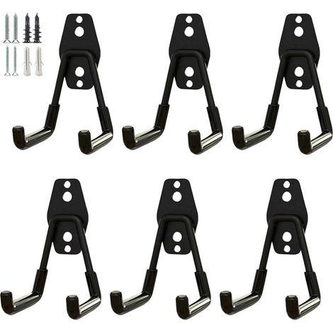 Lot de 26 Crochets Muraux en U en Acier pour Garage – Supports de Rangement Robustes pour Outils, Échelles, Tuyaux et Accessoires – Crochet de Suspension Noir (1/5)