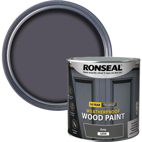 Ronseal 10 Year Weatherproof Wood Paint Grey Satin 2.5 litre