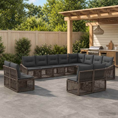 Set Divano da Giardino 12 pcs Grigio polyrattan vidaXL (1/5)