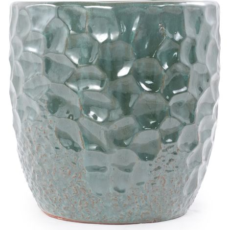 Pot de fleur en céramique vert foncé Ø22,5 cm, idéal pour grandes succulentes et décoration d'intérieur (1/5)