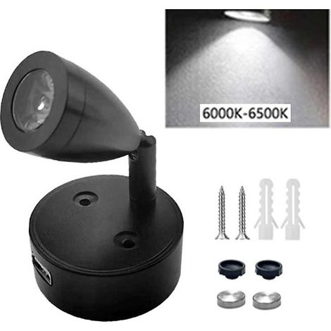 Lampe murale rechargeable pour la lecture, idéale pour camping-car ou caravane, avec port USB et lampe LED de chevet. (1/4)