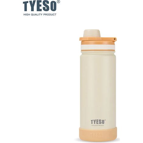 (Jaune, 600 ml) Bouteille d'eau de sport portable pour enfants avec manchon en silicone antidérapant, étanche. (1/3)