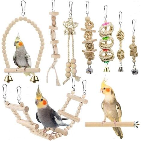 Jouets pour oiseaux - Accessoires pour cage à oiseaux - Balançoire à mâcher - Hamac à suspendre - Hamac d'escalade pour perruche, conure, calopsitte, myna, inséparable, pinsons, perroquet (1/5)