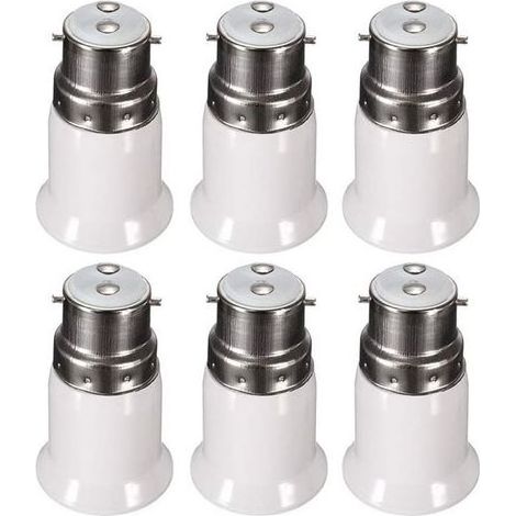 TAISHENGDA B22 auf E27 Adapter für LED-Lampen – 230 V Wechselstrom – 6er-Pack – Schwer entflammbarer Kunststoff – Kompatibel bis 60 W (1/5)