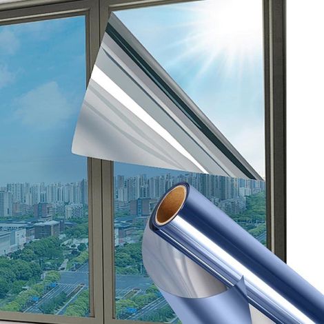 Film vitrage occultant unidirectionnel – 50 cm x 2 m – Réfléchissant, anti-fuite – Pour intimité, maison, bureau (1/5)