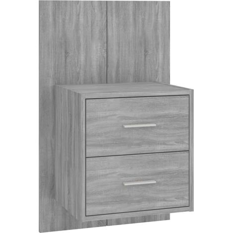 Comodino sospeso con due cassetti 48,5 x 32,5 x 80 cm in multistrato grigio DEC034325