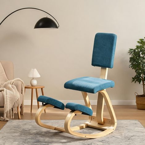 Fauteuil coloris bleu en tissu bois 51 x 84 x 93 cm (1/5)