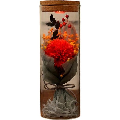 Bouteille à vœux en fleurs artificielles - Cadeau original - Cadeau de Saint-Valentin - Rouge (1/5)