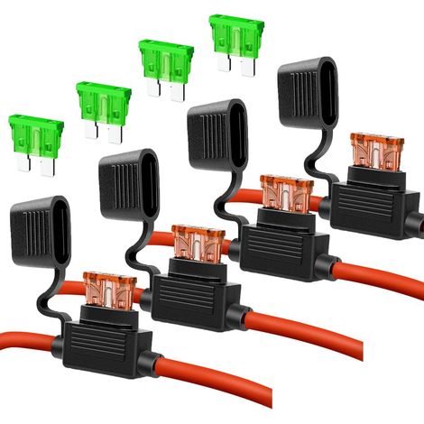 Lot de 4 porte-fusibles étanches 32 V, Lame ATO 12 AWG, fusibles moyens et grands 4 pièces 30/40 A (1/5)