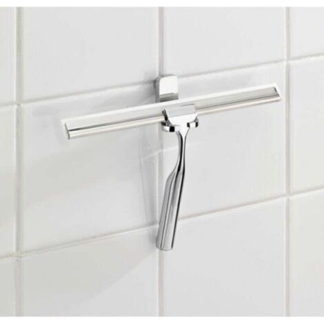 pair Raclette de douche, raclette salle de bain mural, Premium, Acier Inox, 25x16,5x5 cm, brillant