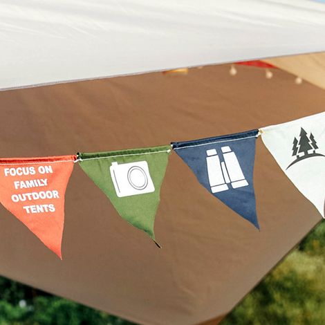 Guirlande de fanions triangulaires en coton, 16 fanions décoratifs, idéale pour décorer une tente de camping. (1/5)