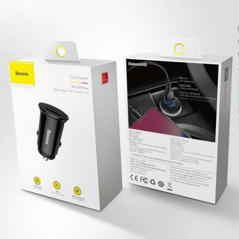 Baseus Car Charger Circular Plastic A+C PPS PD3.0 + QC4.0 + 30W Black (CCALL-YS01) Black