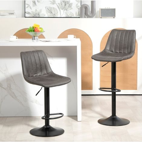 Tabourets de bar 43x46,5x110 cm en métal gris foncé, réglables, pour cuisine moderne FLORAGRACE (1/5)