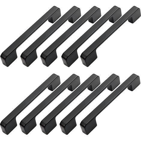 10pcs Poigne Meuble Entraxe 128mm-poigne Porte Cuisine Noire Poignee Barre Meuble Poignee De Cuisine Noire 128mm (1/5)