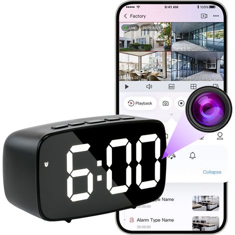 Mini telecamera nella sveglia WiFi SC12