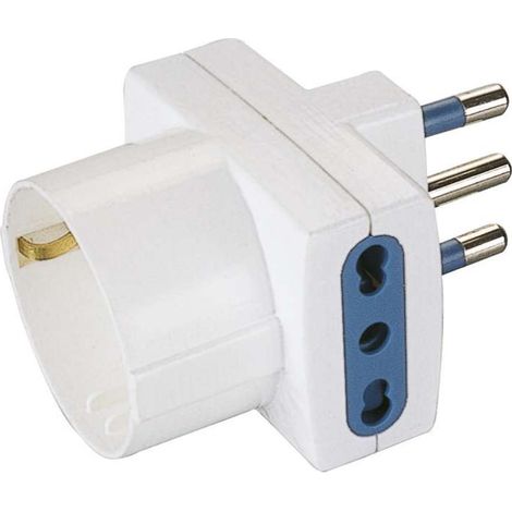 poly pool - adattatore spina 16 a e 2 prese bivalenti e 1 presa standard tedesco bianco
