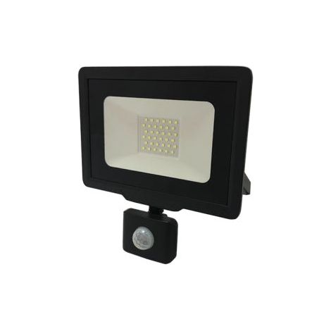 Projecteur LED 50W Détecteur de Mouvement Crépusculaire Extra Plat IP65 NOIR - Blanc Froid - SILUMEN (1/3)