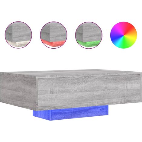 Maison Exclusive - Couchtisch mit LED-Leuchten Grau Sonoma 85x55x