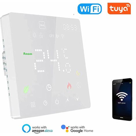 Controlador de temperatura WiFi 3A para caldera/calentador de agua, versión de control de sonido, termostato ajustable programable para sistema de calentamiento de agua, aplicación Tuya y control remo (1/5)
