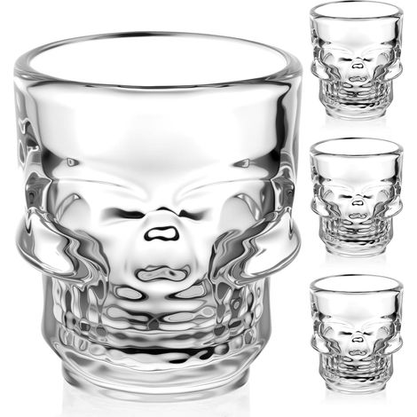Ensemble kit de 4 Skull Shot Glasses, Skull Shot Glasses, Skull Shaped Alcohol Glasses, Skull verre, Roses (1/5)