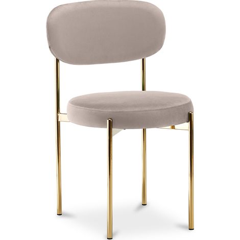 Esszimmerstuhl - Bezug aus Samt - Goldmetall - Dahe Beige