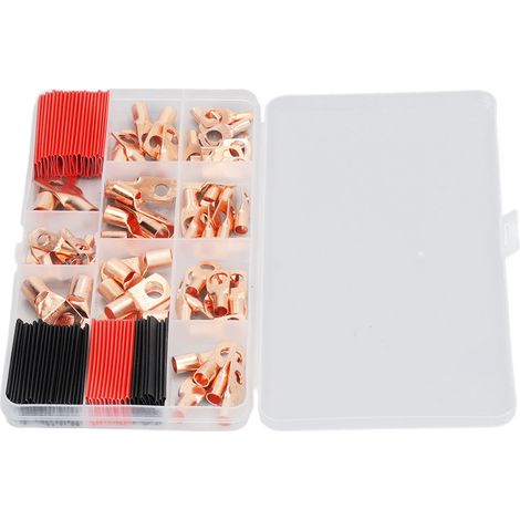 Manchon thermorétractable avec cosse à œil, kit de 120 pièces en cuivre, gaine résistante à haute température, connecteurs à sertir pour câble électrique (1/5)