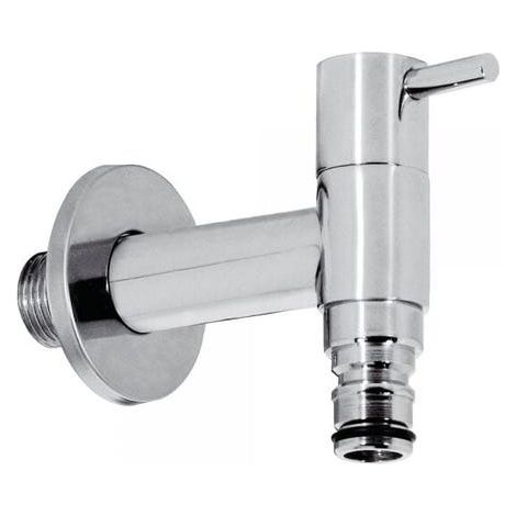 Robinet d'extérieur chromé - TRES 03450102, robinetterie de jardin en laiton, finition brillante, usage domestique, débit standard. (1/2)
