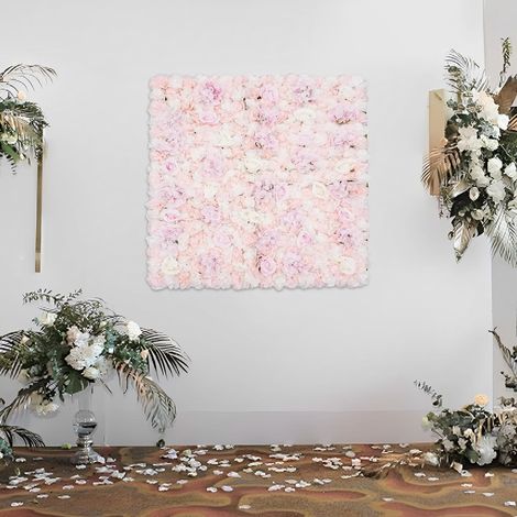 11m Artificial Flower Wall Panels, Floral Wall Decor Backdrop Decoration, Rose Hydrangeas Flower Backdrop Panels for Flower Wall Decor Wedding Party Event Decoration, Pink (1/5)
