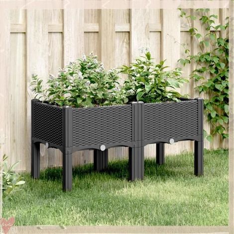 367893 Jardinière avec pieds noir 80x40x42 cm PP (1/5)