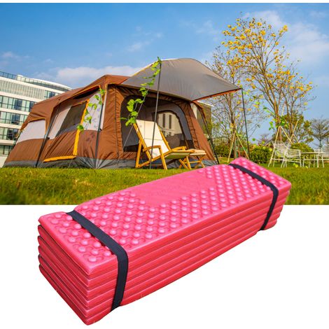 Faltbare Isomatte, weiches PVC, doppelt dick, eiförmige Isomatte, geeignet für Camping im Freien, rot und schwarz, 186 x 57 cm. (1/4)