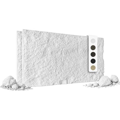 HEXIM 3D Steinoptik PU Wandpaneele 120x60cm Stone Wandverkleidung Bruchstein Felsen Platten Stein: A002-01 White, 2 Paneele