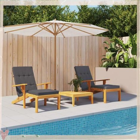 Coussins de chaise longue - VINGVO - 361984 - Lot de 2 - Tissu Oxford anthracite imperméable - Rembourrage mousse anti‑dérapant (1/5)
