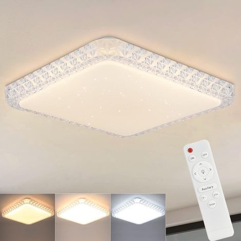 ZMH Plafonnier plafonnier LED dimmable avec télécommande: 30 cm lampe ciel étoilé moderne plafond couloir lampe 32W carré cristal chambre lampe a