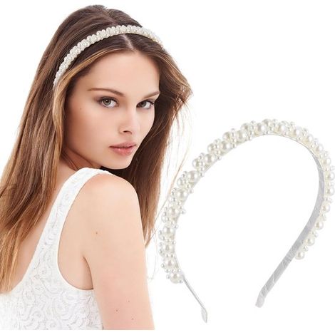 Diadema de perlas blancas, tocado, niña, perla, comunión, accesorio para el cabello, perla, niña, boda, cumpleaños, fiesta, fotografía, boda, accesorios (1/5)