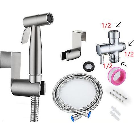 Pulvérisateur bidet portable en acier inoxydable pour salle de bain et nettoyage des couches lavables avec buse de douche antirouille (G1/2) (1/5)