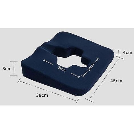 KLVGTIFS PU - Coussin anti-escarres de qualité supérieure - Soulagement des escarres - Ouverture en T - Conception triangulaire inclinée - Soins de santé - Gris, blanc, bleu marine (1/3)