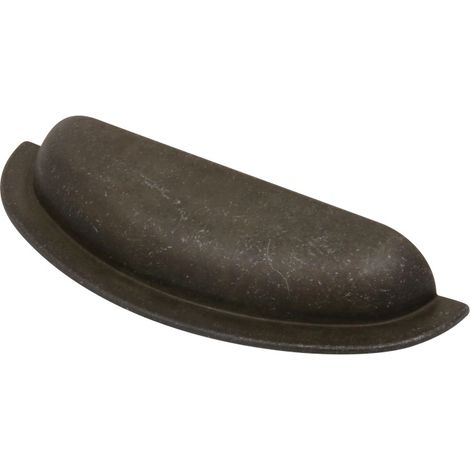 Poignée de meuble coquille noir vieilli – Entraxe 96mm – Hauteur 42,7mm – Longueur 129mm – Profondeur 18mm – Matériau zamac – Metakor (1/3)