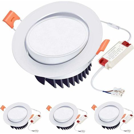 Faretti LED da incasso 12W, bianco caldo 3000K, angolo del fascio luminoso regolabile 40°, faretti da incasso a soffitto per cucina, bagno, confezione da 3